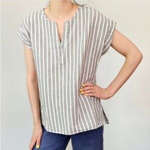 Ellen Tracy Cream and Beige Striped Blouse